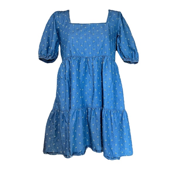 Copper Key Small Denim Cottage Prairie Boho Square Beck Dress 100% Cotton - Picture 2 of 10